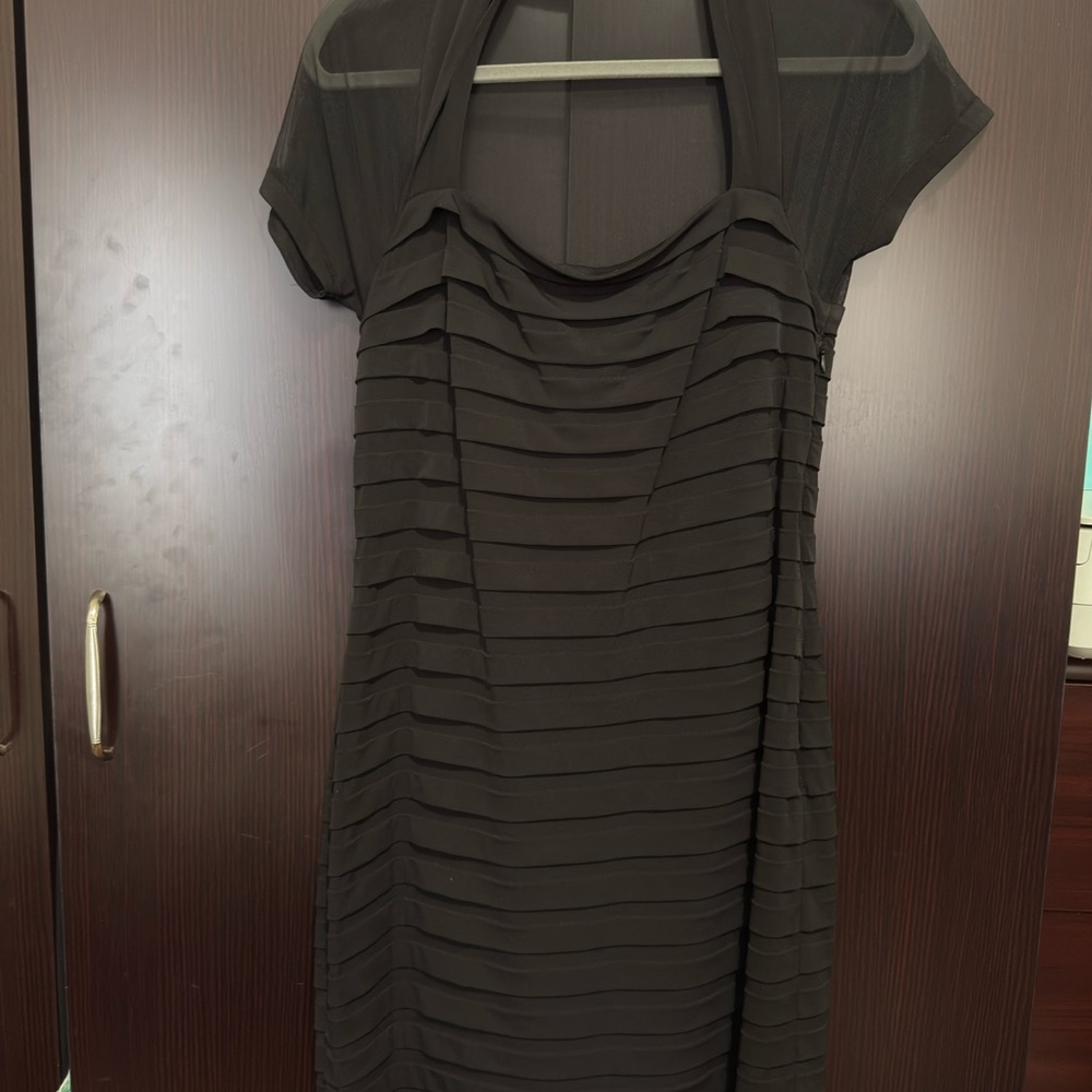 Maggy London Black Ruched Cowl Neck Mini Dress